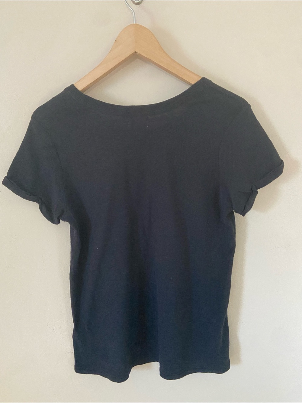 Nation LTD Black Pima Cotton Rolled Sleeve Crew Neck Tee Large - Picture 3 of 7